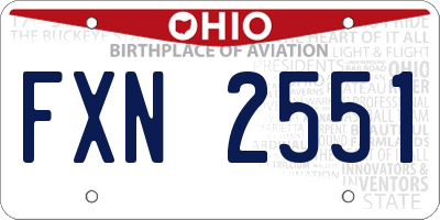 OH license plate FXN2551