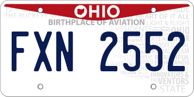 OH license plate FXN2552