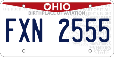 OH license plate FXN2555