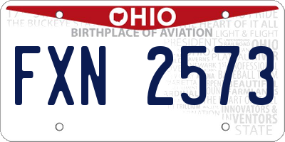 OH license plate FXN2573