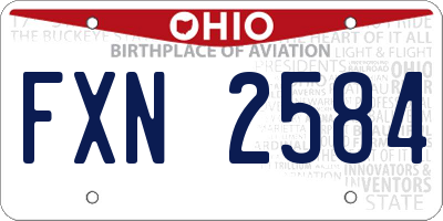 OH license plate FXN2584