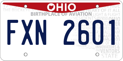 OH license plate FXN2601