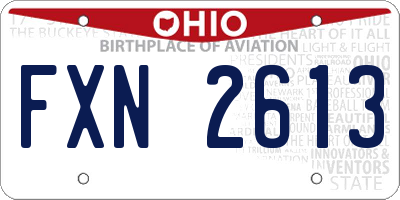 OH license plate FXN2613