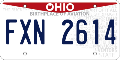 OH license plate FXN2614