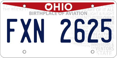 OH license plate FXN2625