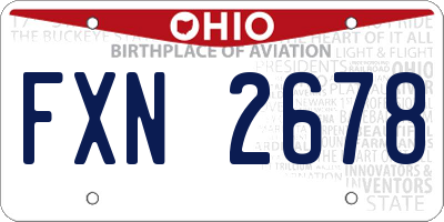 OH license plate FXN2678