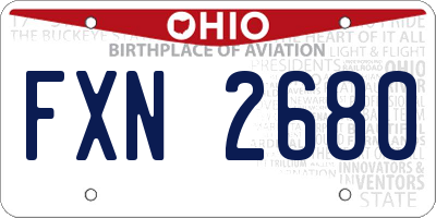 OH license plate FXN2680