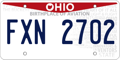 OH license plate FXN2702