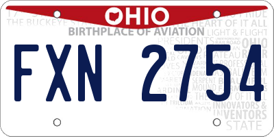 OH license plate FXN2754
