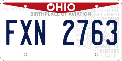 OH license plate FXN2763