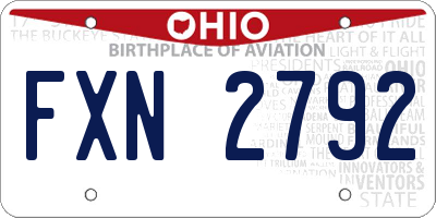 OH license plate FXN2792