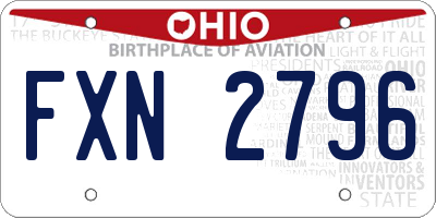 OH license plate FXN2796