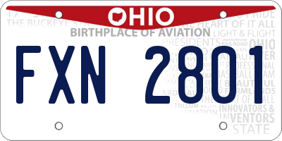 OH license plate FXN2801
