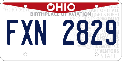 OH license plate FXN2829