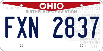 OH license plate FXN2837