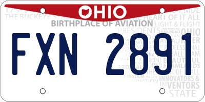 OH license plate FXN2891