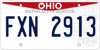 OH license plate FXN2913