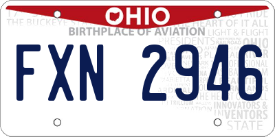 OH license plate FXN2946