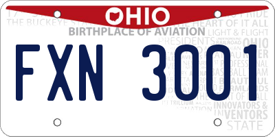 OH license plate FXN3001