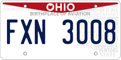 OH license plate FXN3008