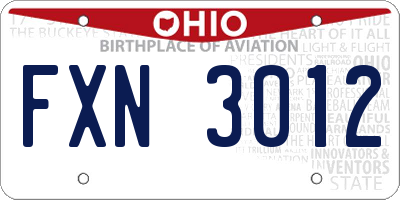 OH license plate FXN3012