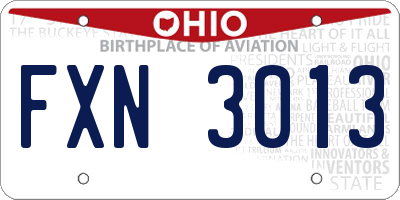 OH license plate FXN3013