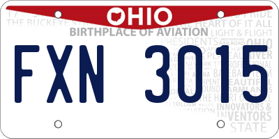 OH license plate FXN3015