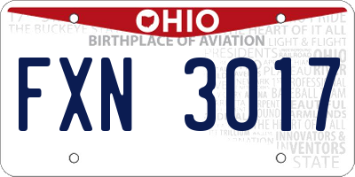 OH license plate FXN3017