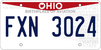 OH license plate FXN3024