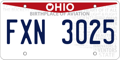 OH license plate FXN3025