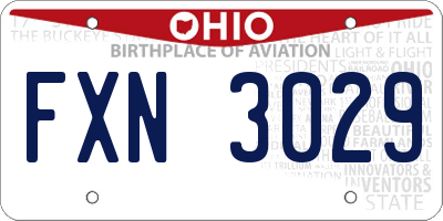 OH license plate FXN3029