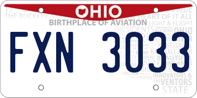 OH license plate FXN3033