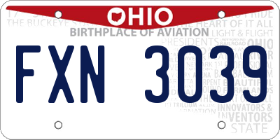 OH license plate FXN3039