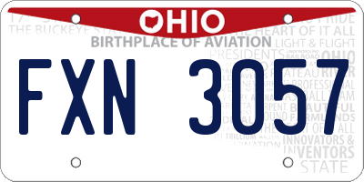 OH license plate FXN3057