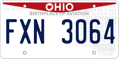 OH license plate FXN3064