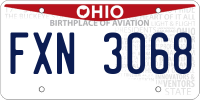 OH license plate FXN3068
