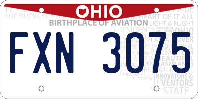 OH license plate FXN3075