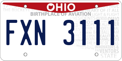 OH license plate FXN3111
