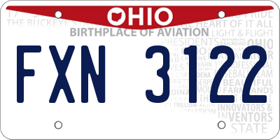 OH license plate FXN3122