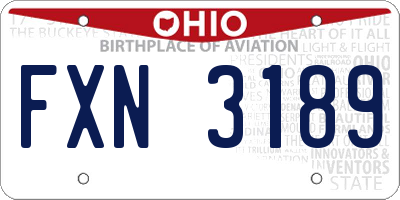 OH license plate FXN3189