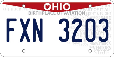 OH license plate FXN3203