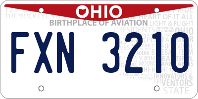 OH license plate FXN3210