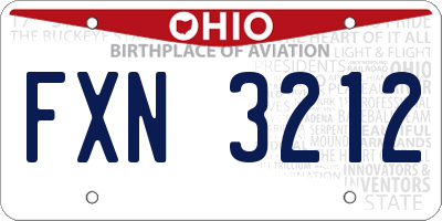 OH license plate FXN3212