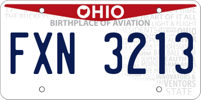OH license plate FXN3213