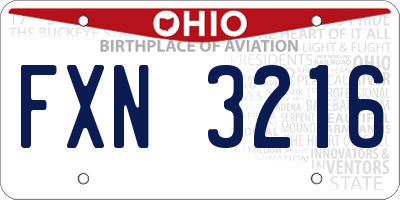 OH license plate FXN3216