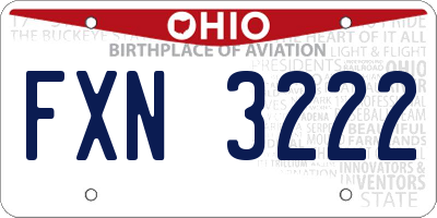 OH license plate FXN3222