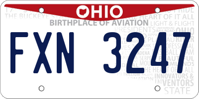 OH license plate FXN3247