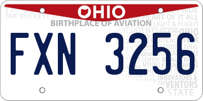 OH license plate FXN3256