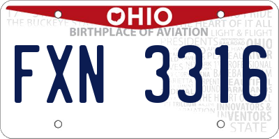OH license plate FXN3316