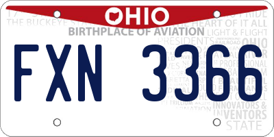 OH license plate FXN3366
